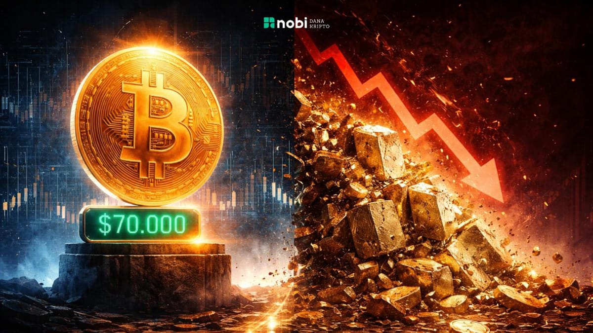 Bitcoin Stabil di $70.000 Saat Emas Catatkan Penurunan Terbesar dalam 43 Tahun
